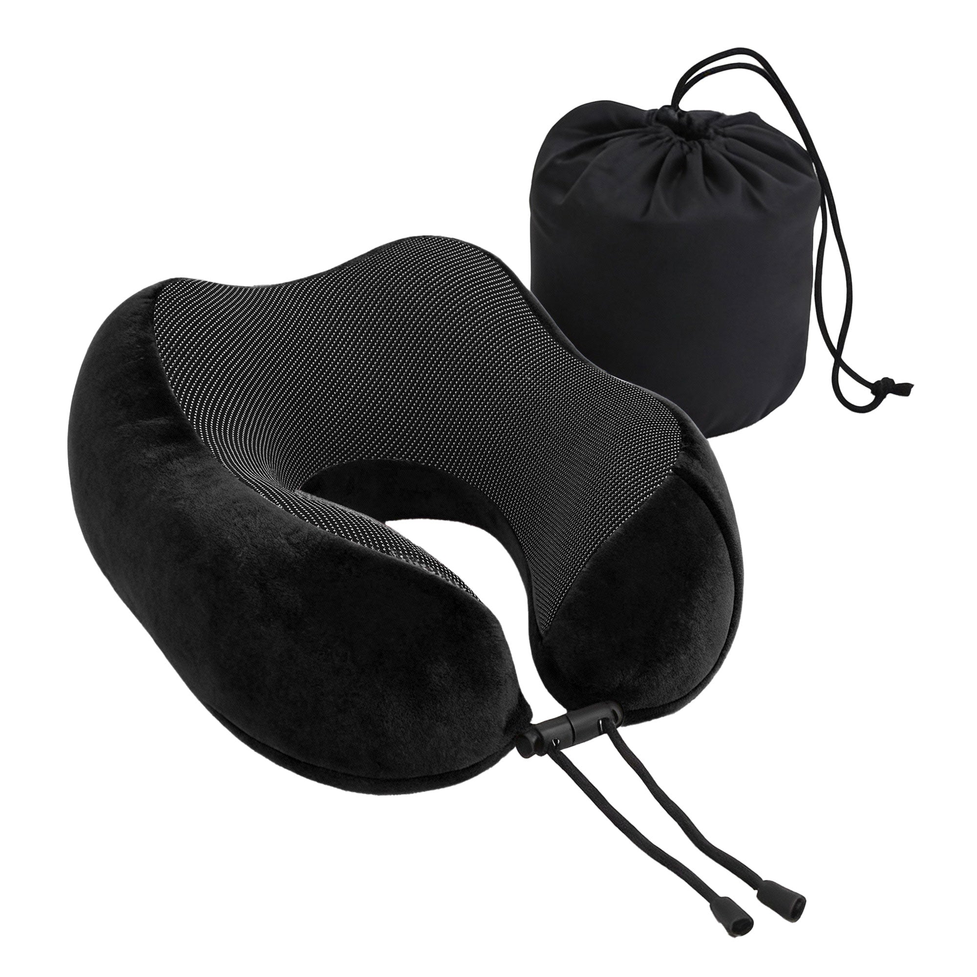 Travel Pillow for Airplanes Memory Foam Neck Pillows for Traveling, Soft & Washable Cover with Storage Bag, Portable Plane Accessories for Airplanes Offices Cars, Black