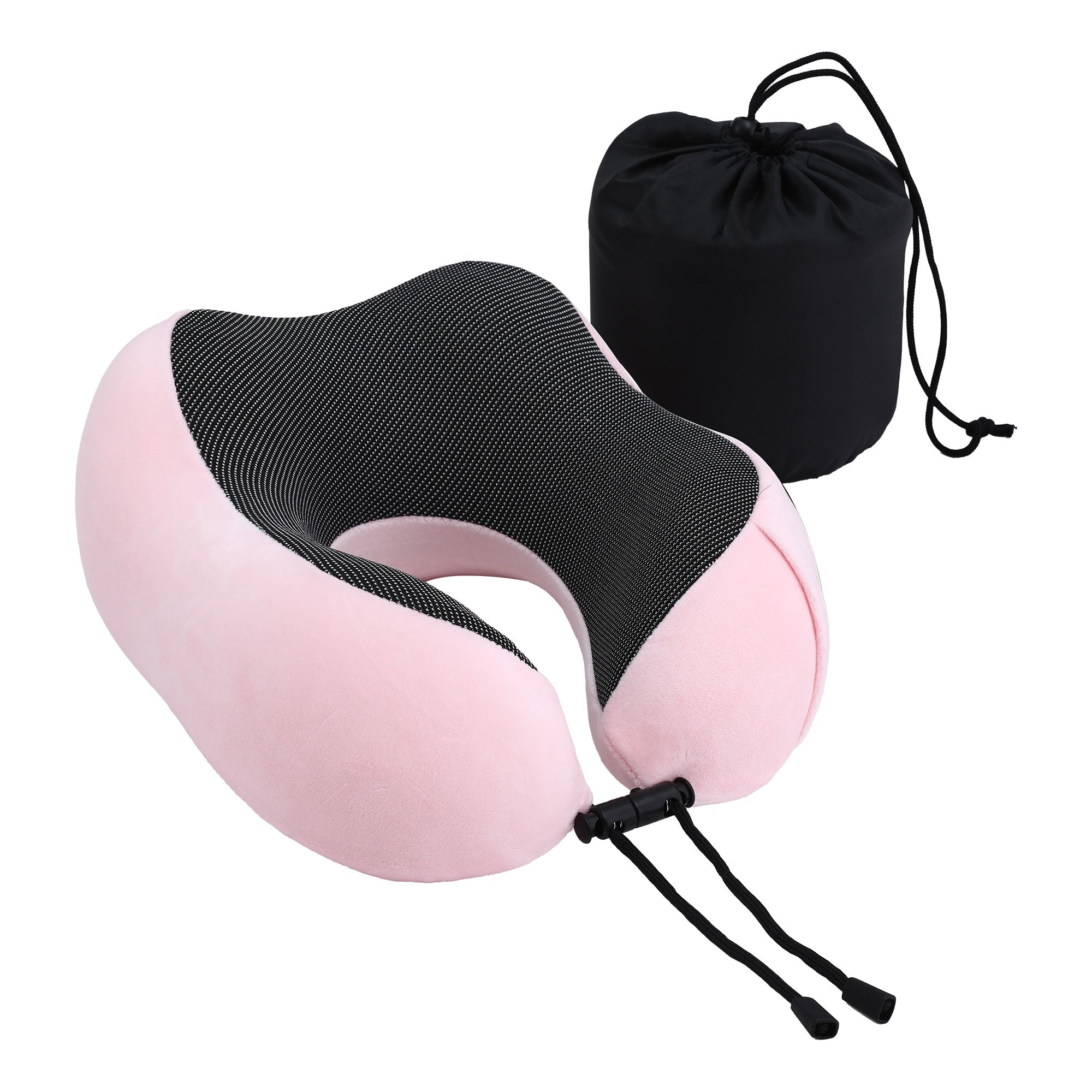 Travel Pillow for Airplanes Memory Foam Neck Pillows for Traveling, Soft & Washable Cover with Storage Bag, Portable Plane Accessories for Airplanes Offices Cars, Pink