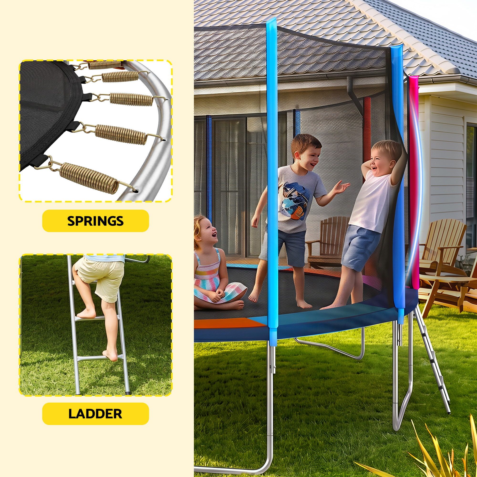 Everfit 16FT Kids Trampoline with Safety Enclosure Net, Ladder and Padding