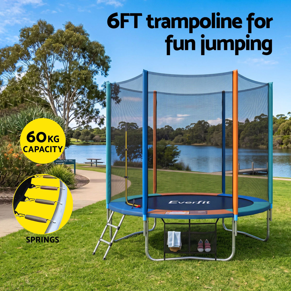6ft Kids Trampoline with Enclosure Net and Storage Bag, 1yr Warr