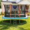 12FT Kids Trampoline Rectangle Rebounder with Basketball Set Blue