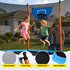 12FT Kids Trampoline Rectangle Rebounder with Basketball Set Blue