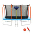 12FT Kids Trampoline Rectangle Rebounder with Basketball Set Blue