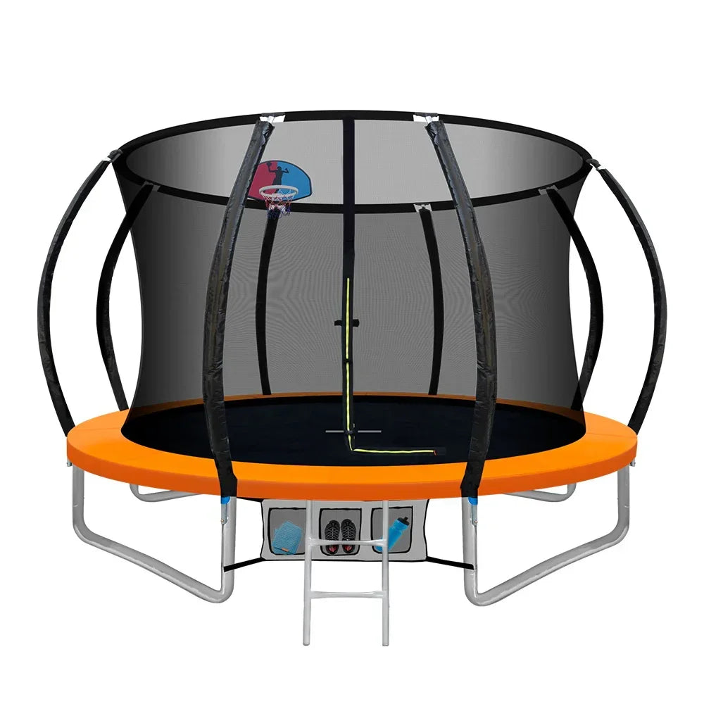 10ft Kids Trampoline with Basketball Hoop Safety Net Ladder