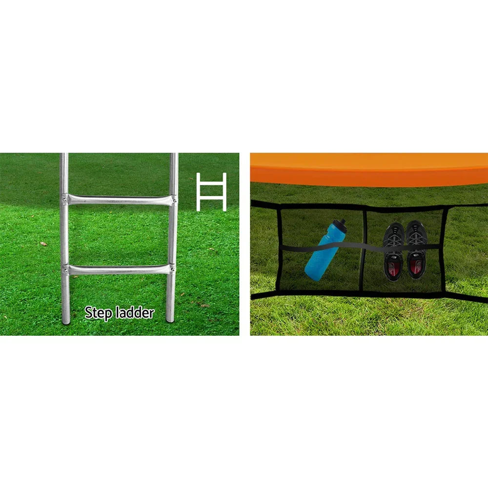 12ft Kids Trampoline with Basketball Hoop Safety Net Ladder