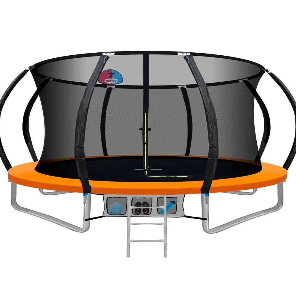 14ft Trampoline Safety Net Basketball Hoop Outdoor Kids Trampoline