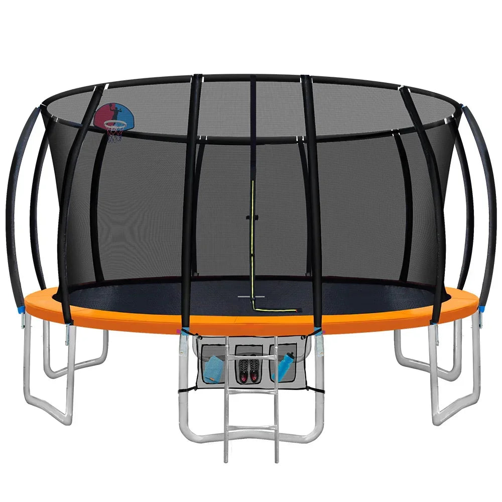 16ft Trampoline Safety Net Basketball Hoop Outdoor Kids Trampoline