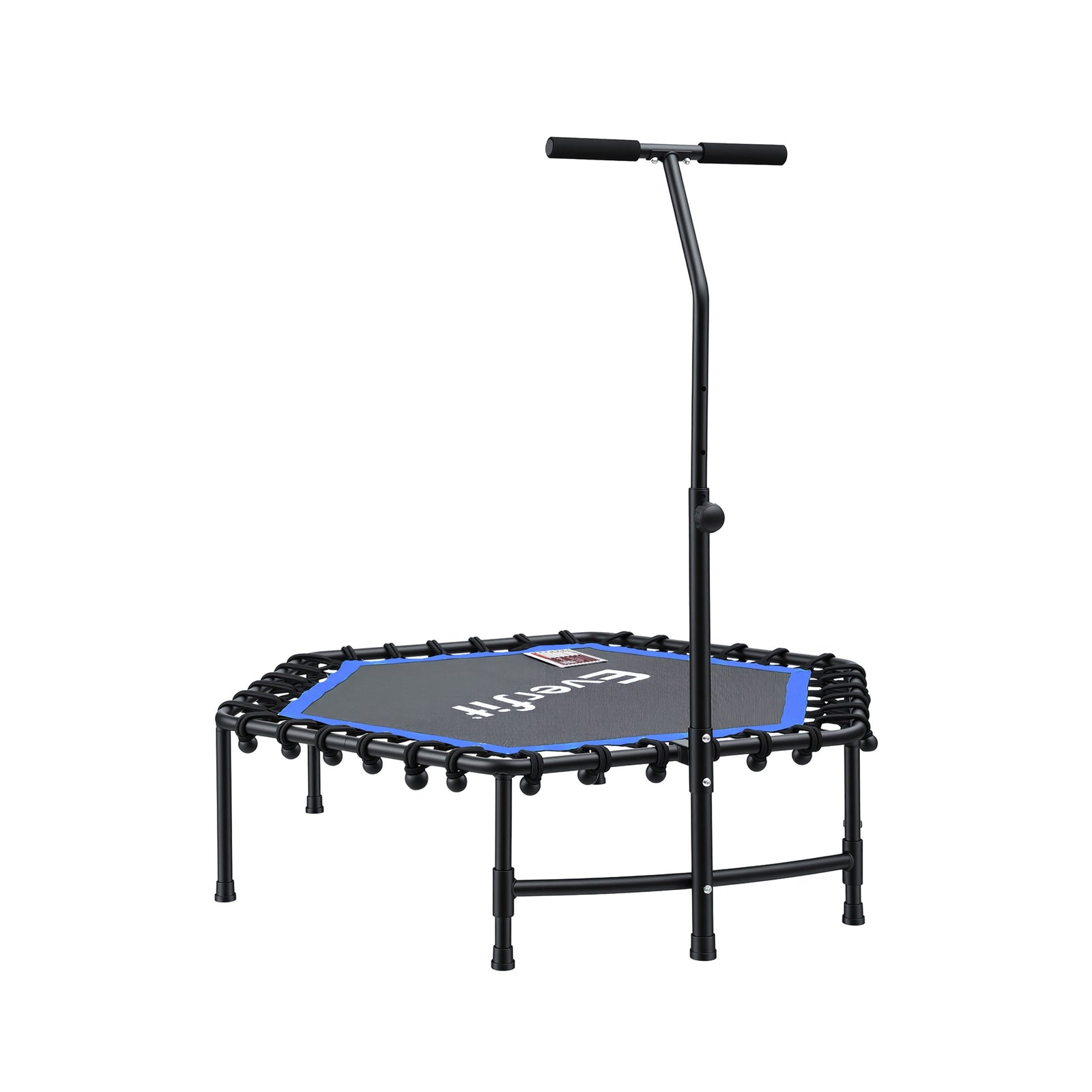48inch Hexagon Fitness Trampoline Rebounder Adjustable Handrail Blue