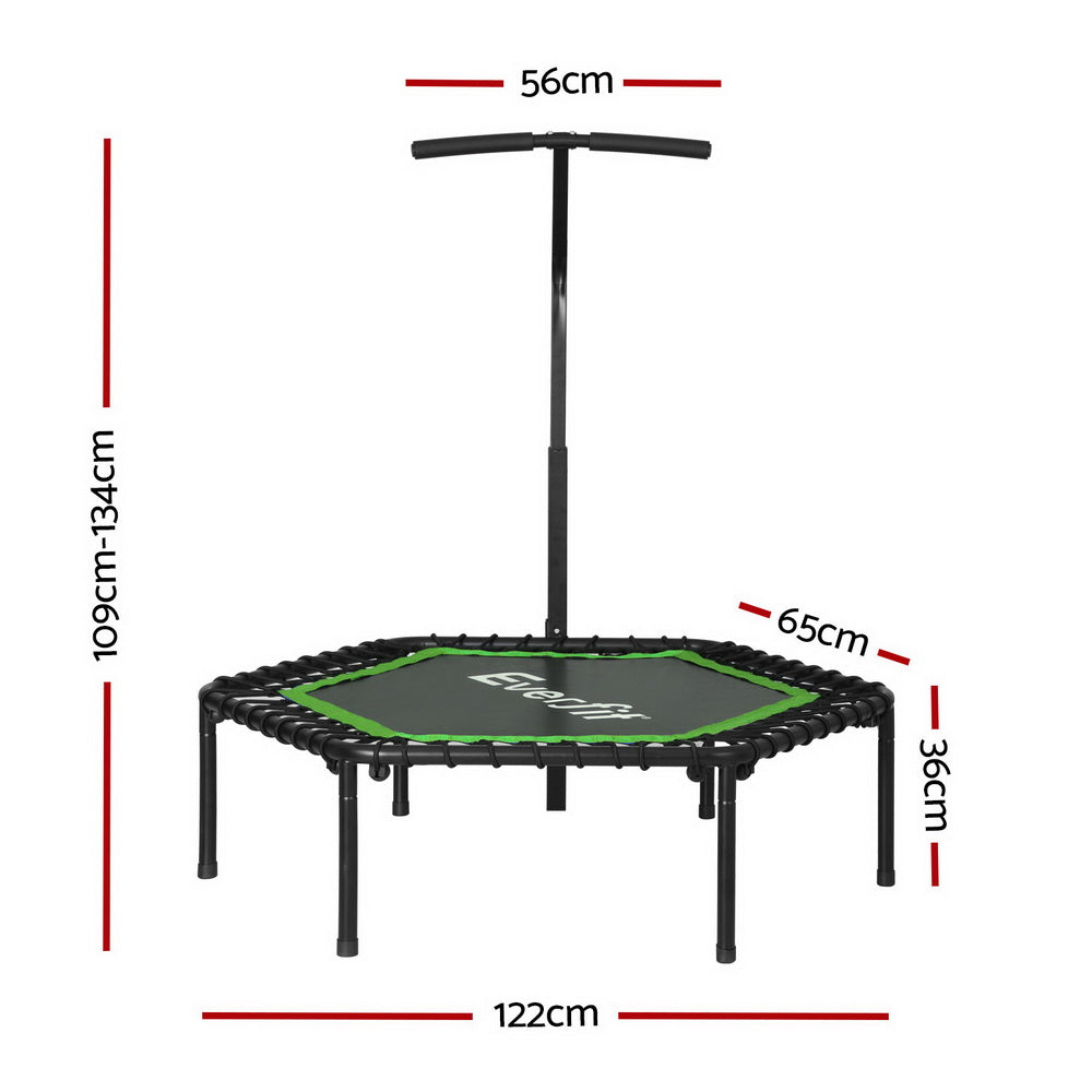 48inch Hexagon Fitness Trampoline Rebounder Adjustable Handrail Green