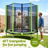 6FT Kids Trampoline Round Rebounder with Enclosure Net Green