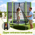 6FT Kids Trampoline Round Rebounder with Enclosure Net Green