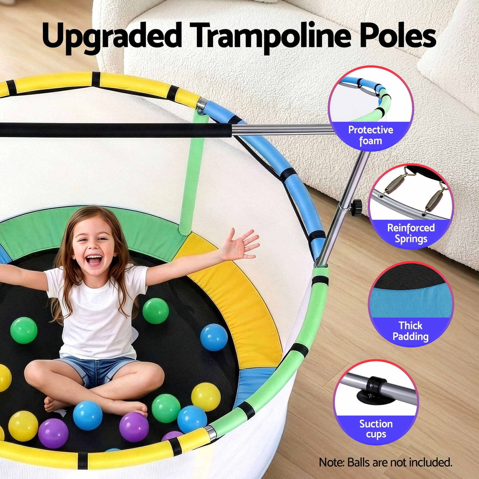 55inch Trampoline Kids Rebounder with Basketball Set Sandbag Boxing Game