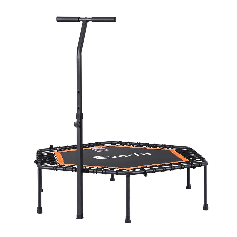 Everfit 51inch Hexagon Fitness Trampoline Rebounder Adjustable Handrail Orange