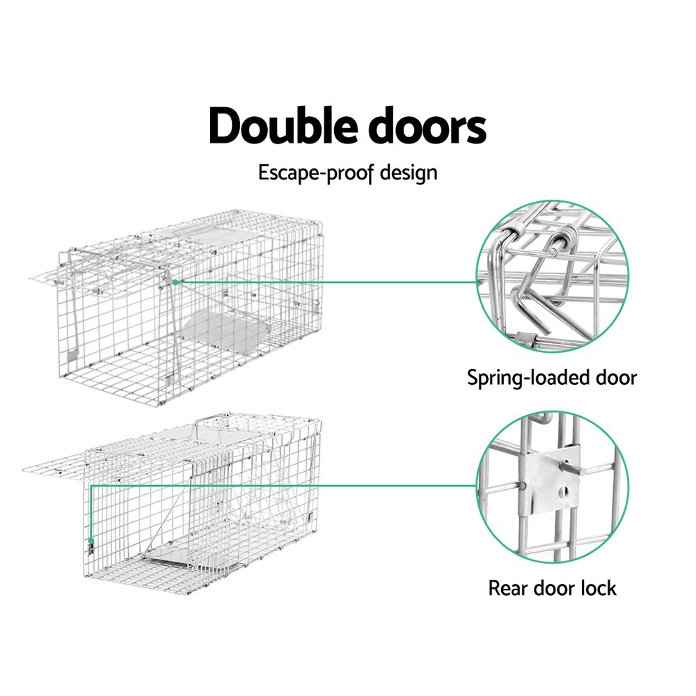 Large Humane Animal Trap Cage – Galvanised Wire, Spring Door, Collapsible
