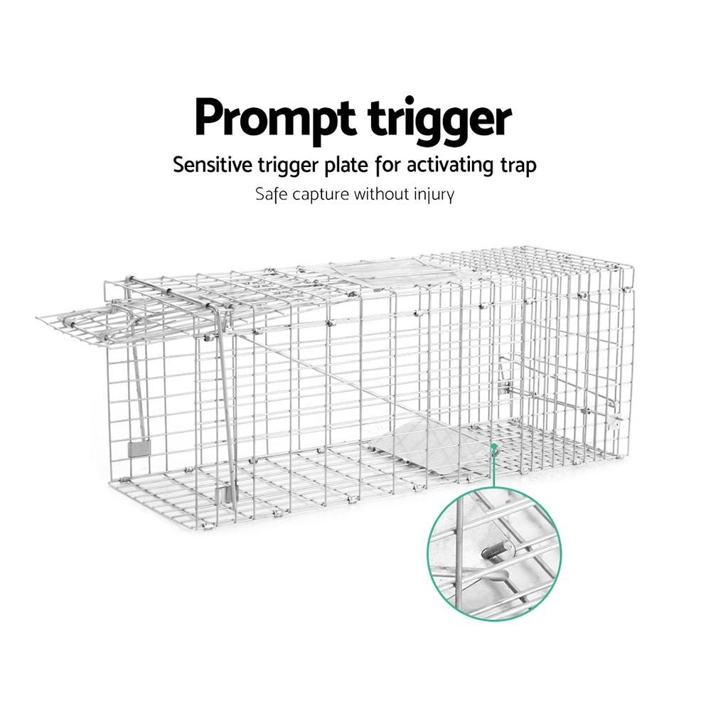 Large Humane Animal Trap Cage – Galvanised Wire, Spring Door, Collapsible