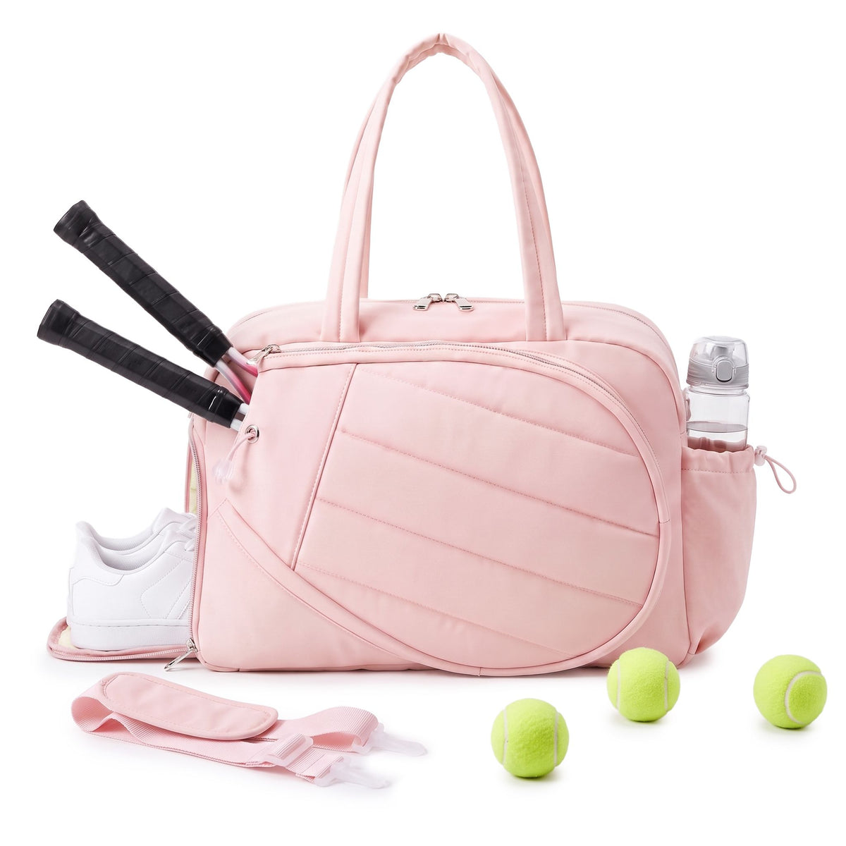Tennis Tote Bag Gym Bag Sports Duffle Bags Holds 2 Rackets Pink