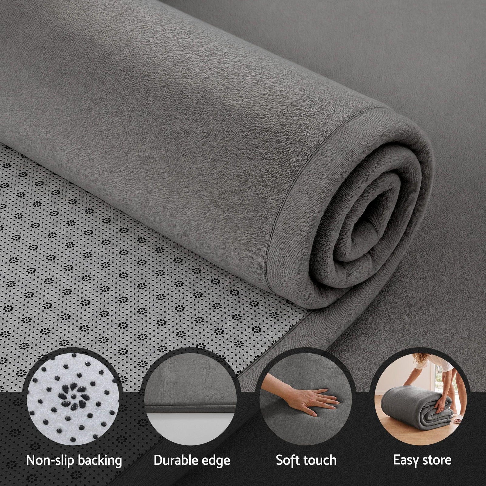 Artiss Tatami Mat Floor Mattress 3cm Thick Futon Mattresses Mellow Mat Rugs Living Room Grey