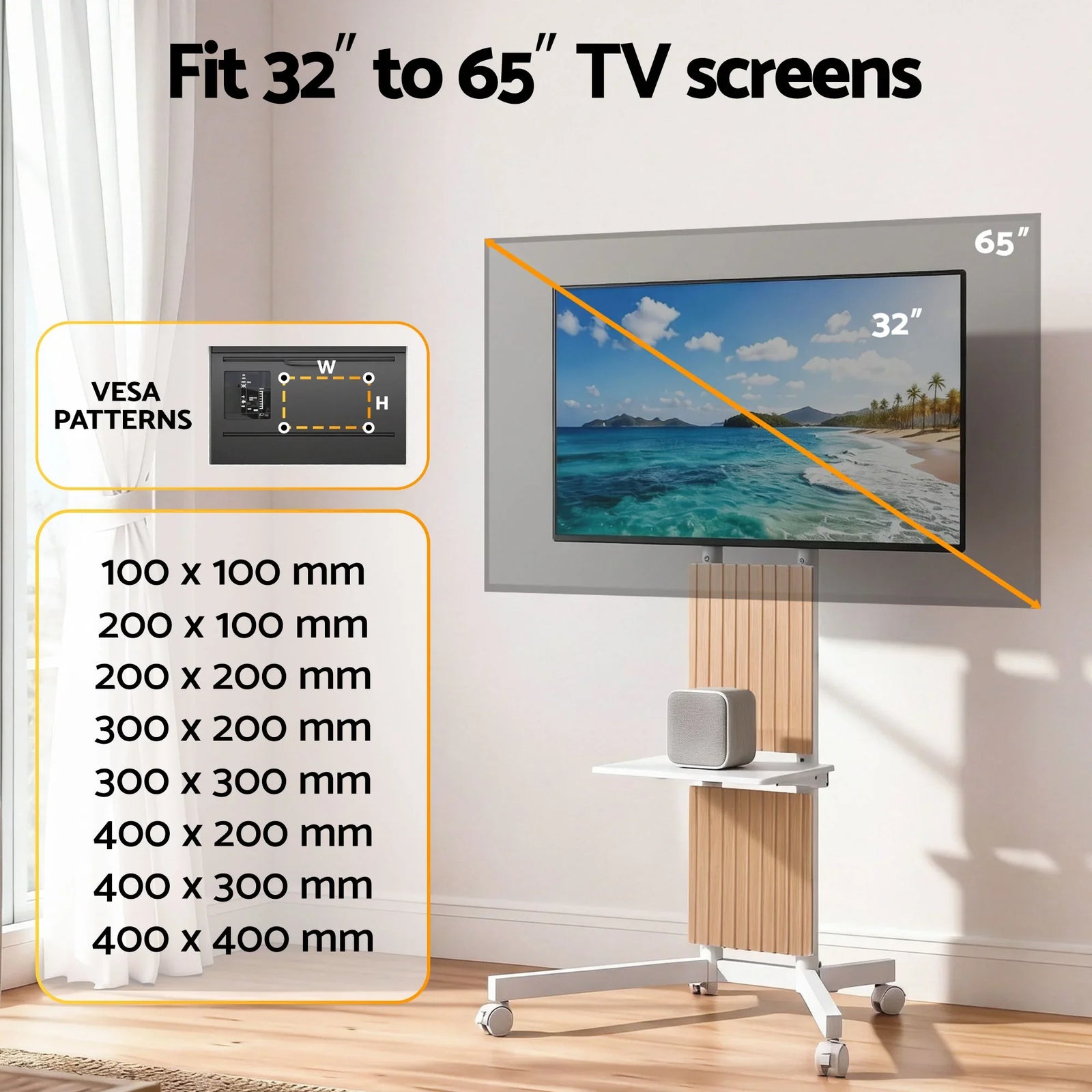 Mobile TV Floor Stand for 32-65