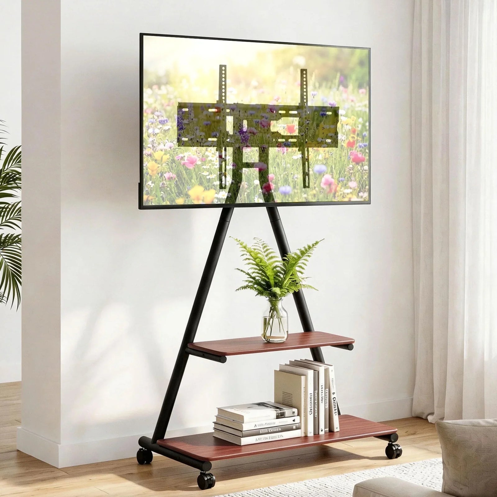 Mobile TV Stand Rolling Cart Wheels 32-75