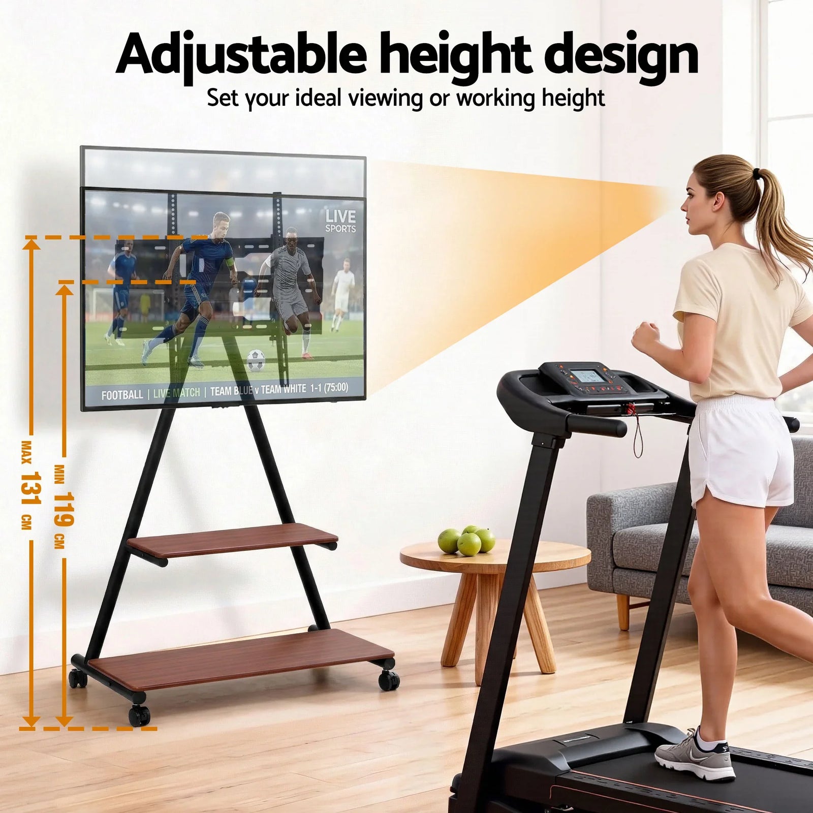 Mobile TV Stand Rolling Cart Wheels 32-75