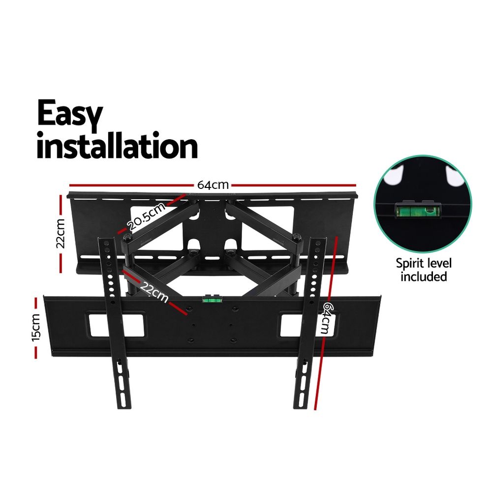 TV Wall Mount 32–70" – Tilt & Swivel, Full‑Motion, 50kg Capacity, Black