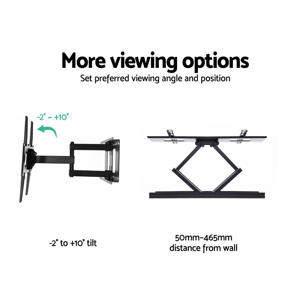 TV Wall Mount 32–70" – Tilt & Swivel, Full‑Motion, 50kg Capacity, Black