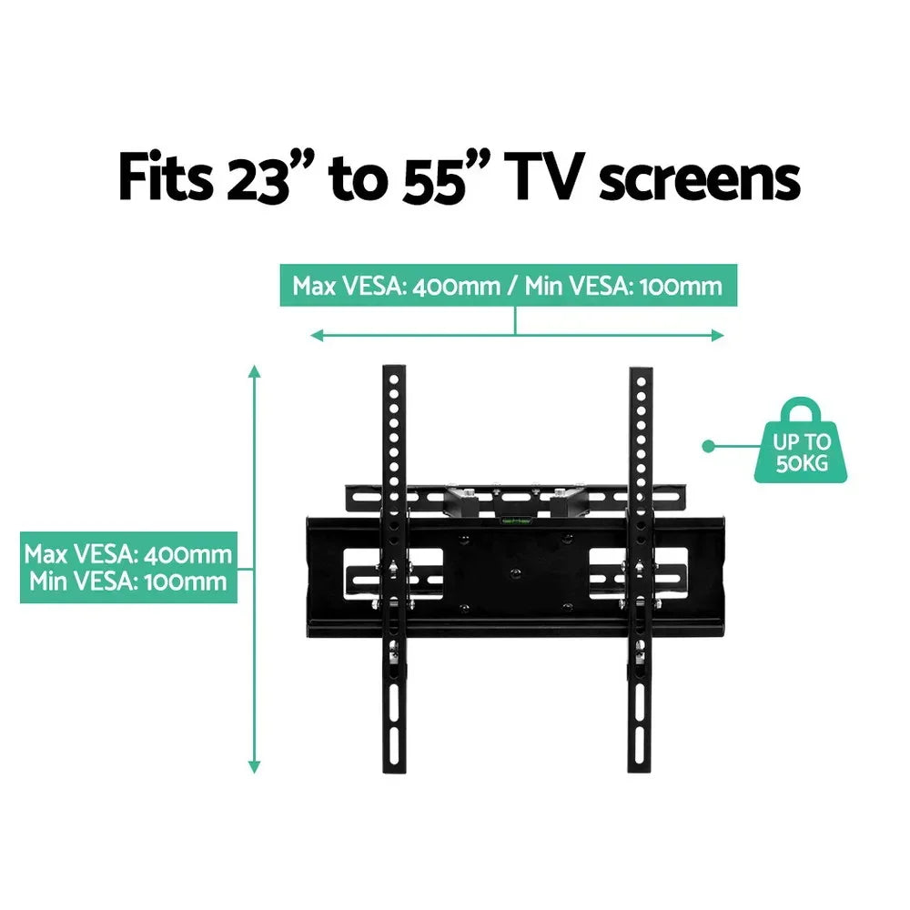 TV Wall Mount 23–55 Inch Full Motion Swivel Tilt Bracket 50kg Black
