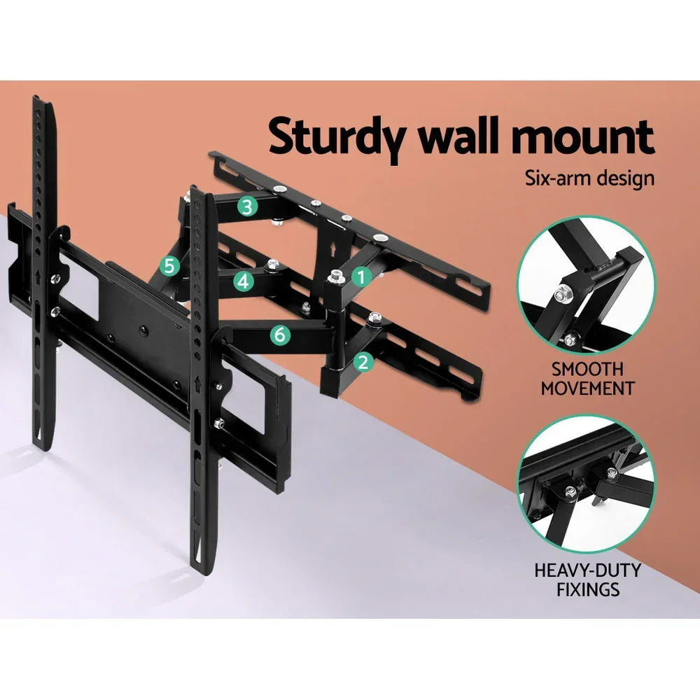 TV Wall Mount 23–55 Inch Full Motion Swivel Tilt Bracket 50kg Black