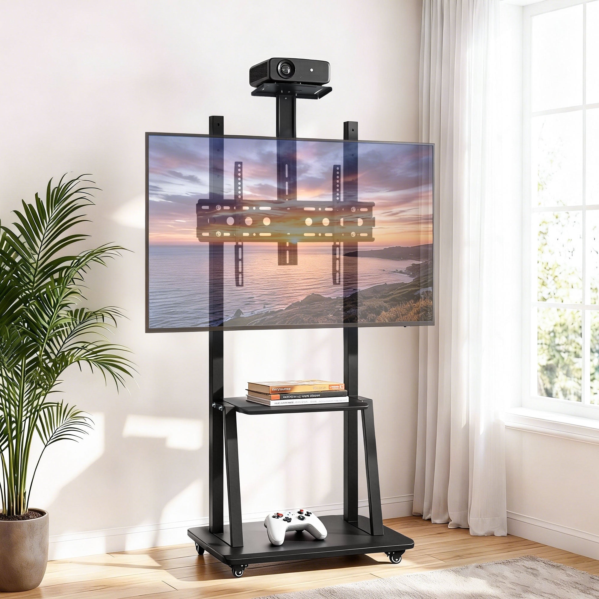 TV Stand 32-70" Universal Mobile Adjustable Height TV Stand with Wheels