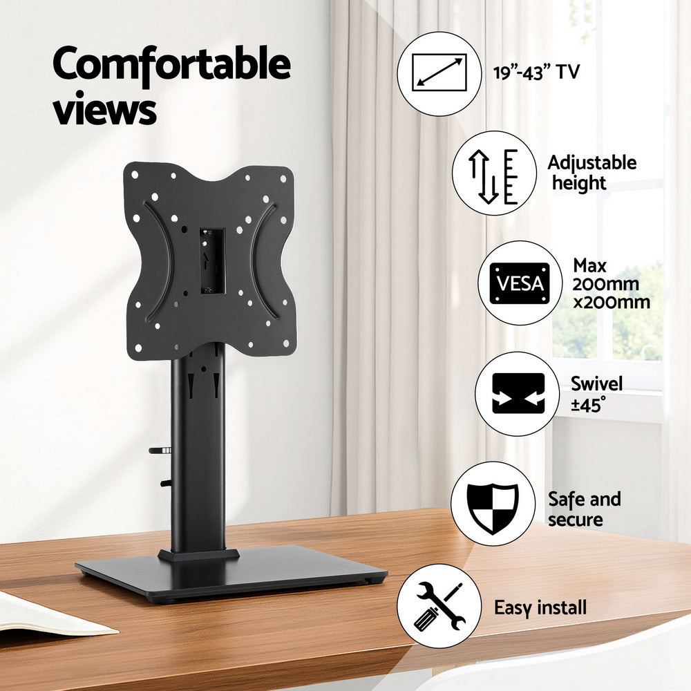 TV Stand Bracket for 19 - 43 inch TVs Table Top Desktop Universal Swivel