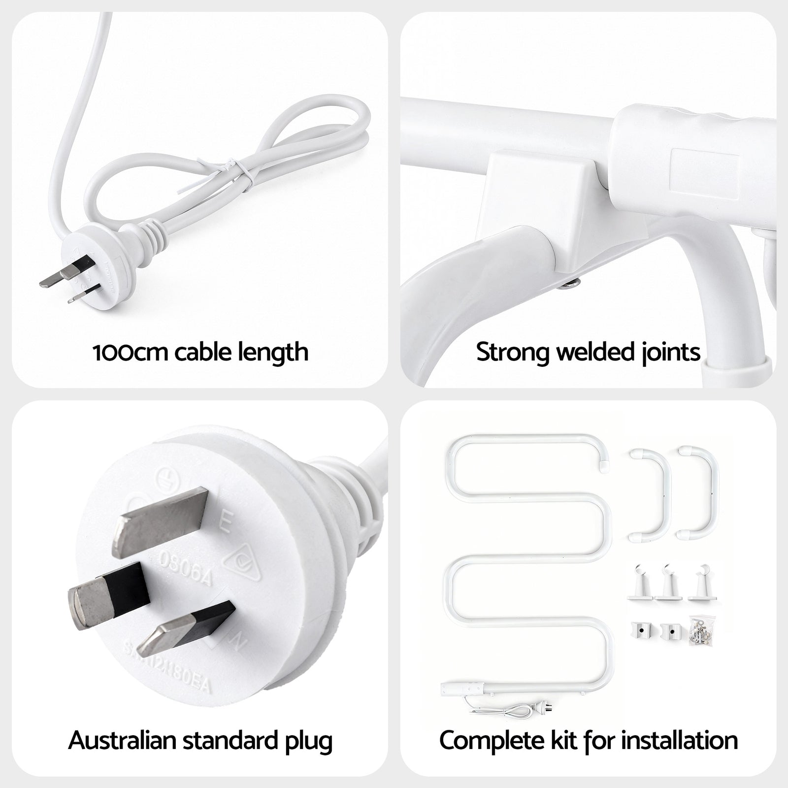 Heated Towel Rail Freestanding Wall Mounted S-Shape Electric Warmer Rack