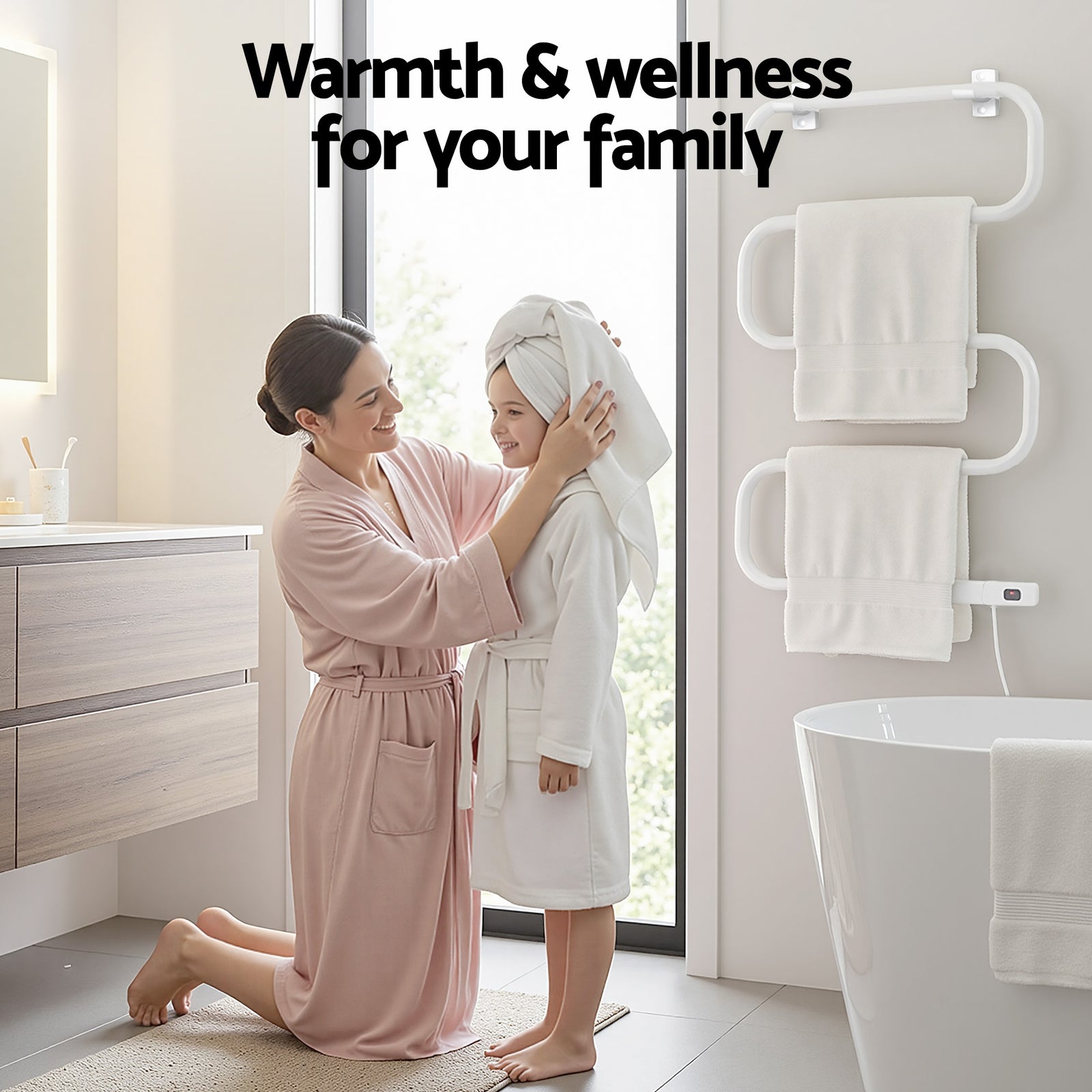 Heated Towel Rail Freestanding Wall Mounted S-Shape Electric Warmer Rack
