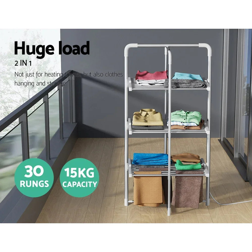 Electric Heated Clothes Drying Rack 30 Bar Foldable Towel Warmer