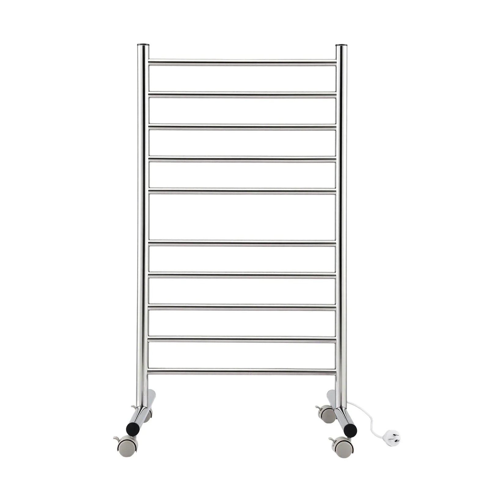 10‑Bar Heated Towel Rail – Freestanding 100W Fast‑Heat Stainless Steel