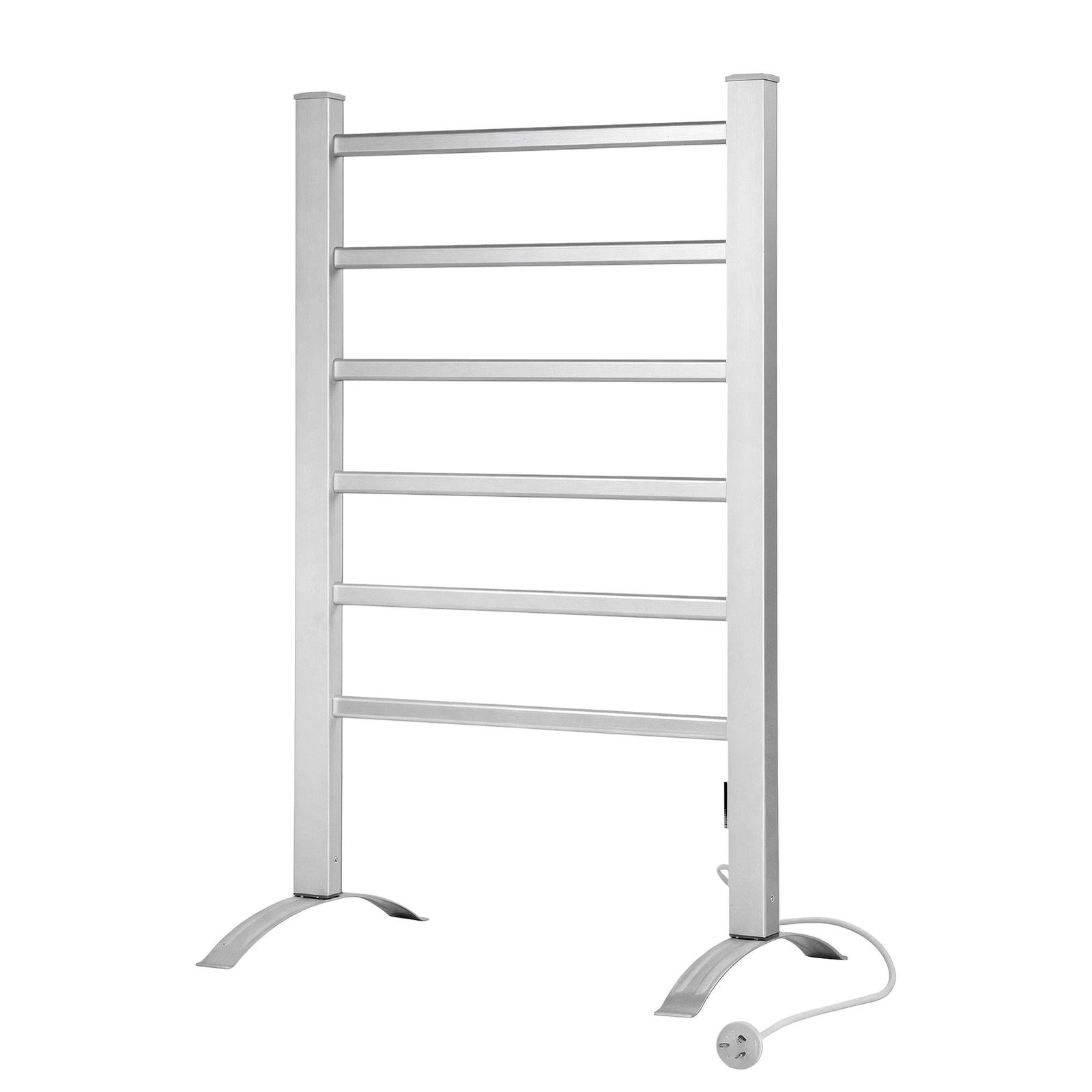 Electric Heated Towel Rail 6 Bar Freestanding Aluminium 100W Portable
