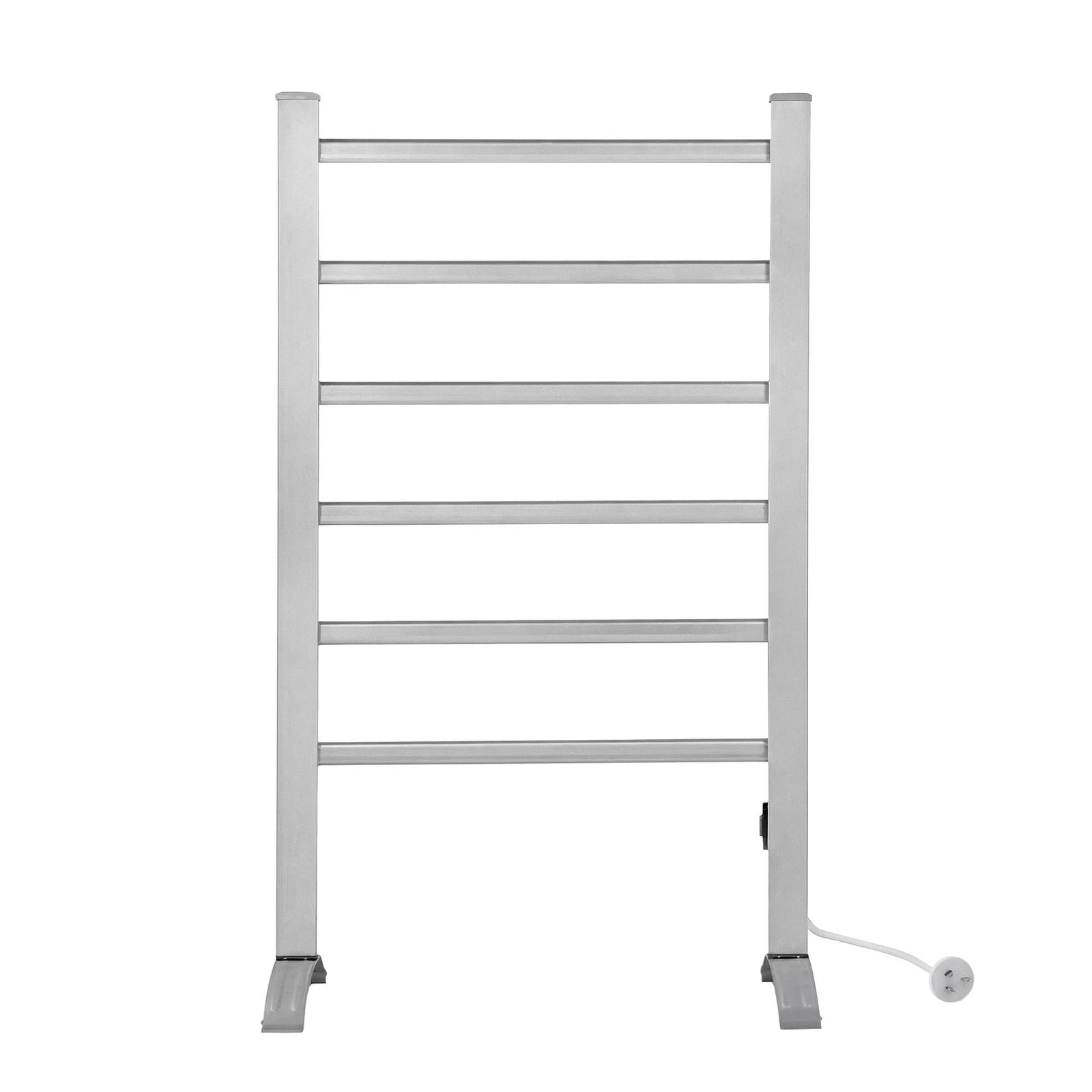 Electric Heated Towel Rail 6 Bar Freestanding Aluminium 100W Portable