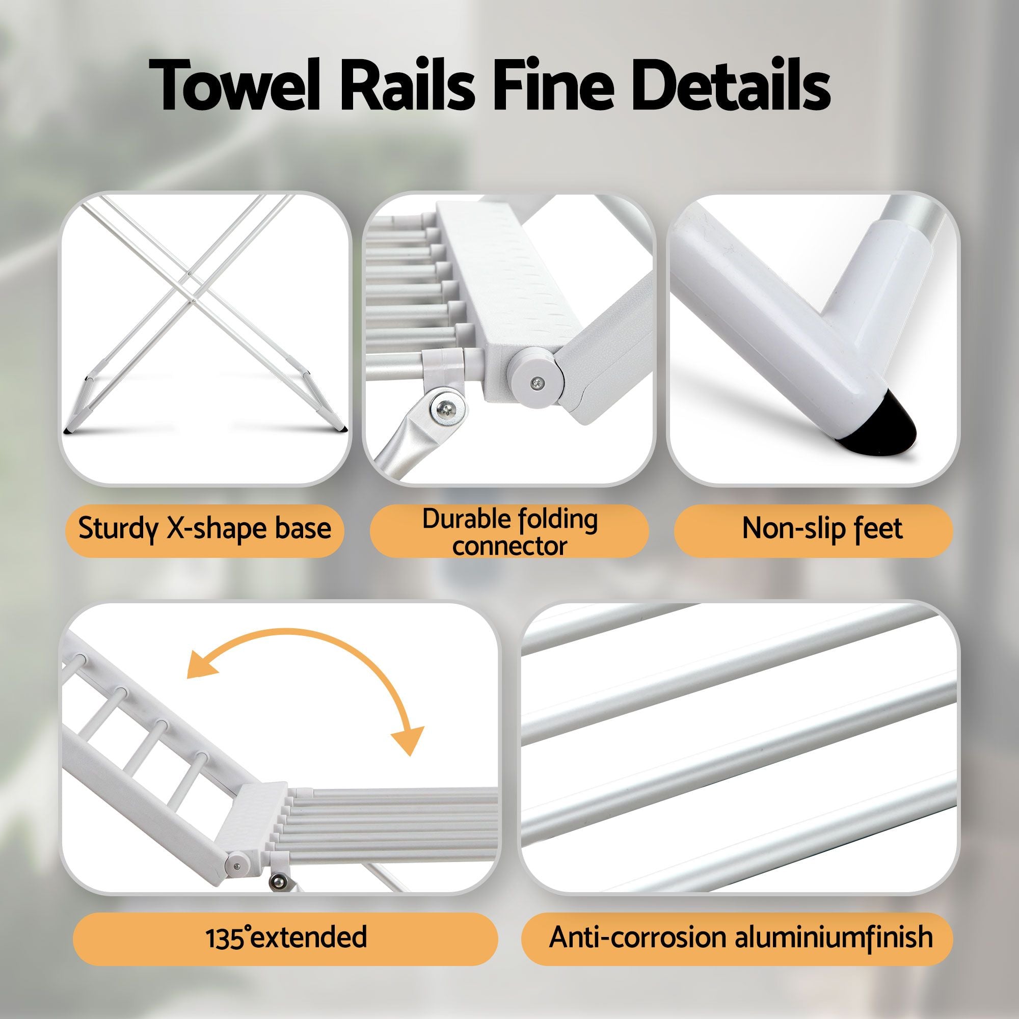 Electric Heated Clothes Airer 18 Rods Foldable Aluminium 220W Dryer