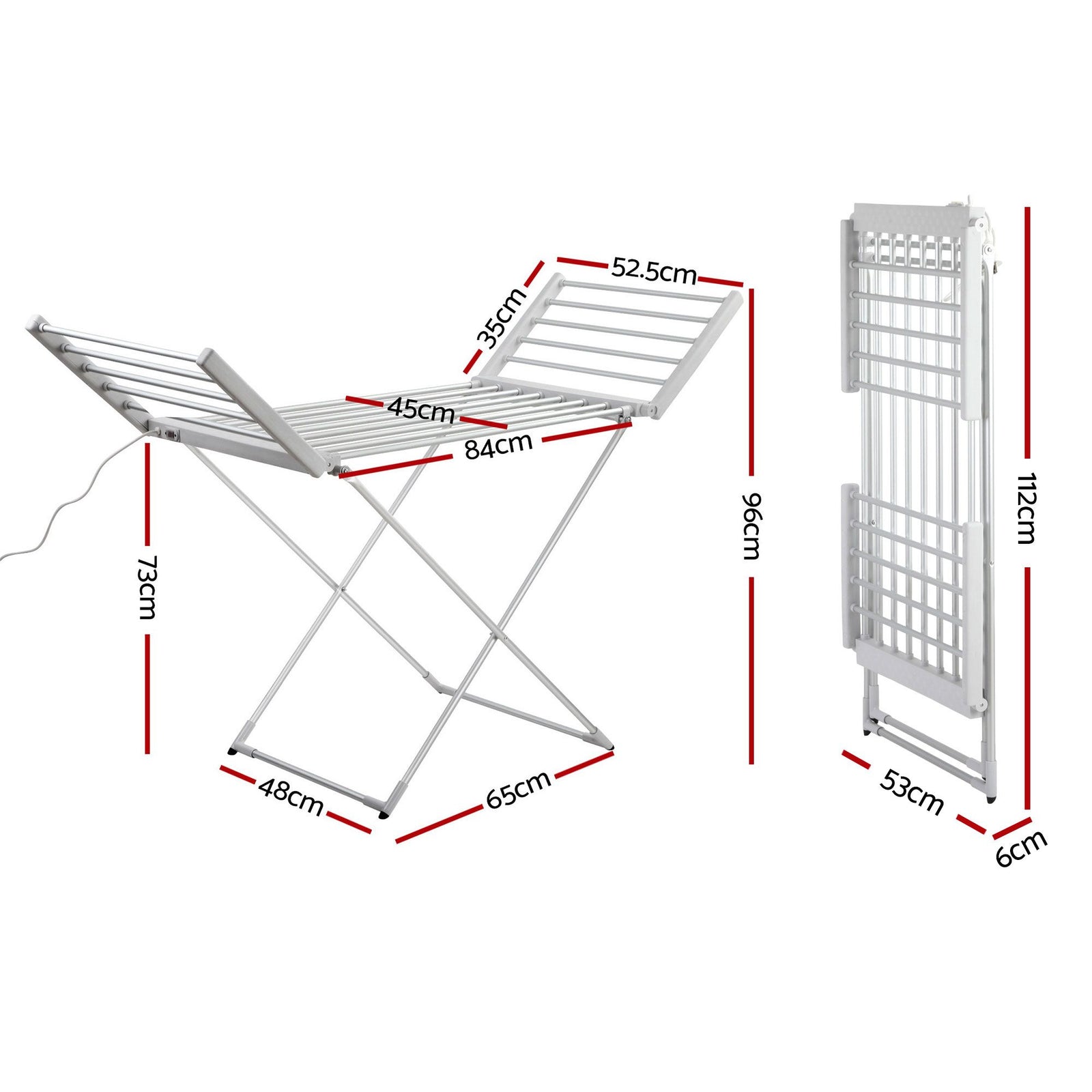 Electric Heated Clothes Airer 18 Rods Foldable Aluminium 220W Dryer