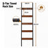 Devanti 5-Tier Blanket Ladder with Anti-Tip Kit, Towel Rack for Bathroom, Quilt Rack with 5 Hooks for Clothes and Bags, Black Metal and Rustic Wood Leaning Ladder Shelf, 44x160cm