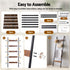 Devanti 5-Tier Blanket Ladder with Anti-Tip Kit, Towel Rack for Bathroom, Quilt Rack with 5 Hooks for Clothes and Bags, Black Metal and Rustic Wood Leaning Ladder Shelf, 44x160cm