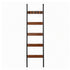 Devanti 5-Tier Blanket Ladder with Anti-Tip Kit, Towel Rack for Bathroom, Quilt Rack with 5 Hooks for Clothes and Bags, Black Metal and Rustic Wood Leaning Ladder Shelf, 44x160cm