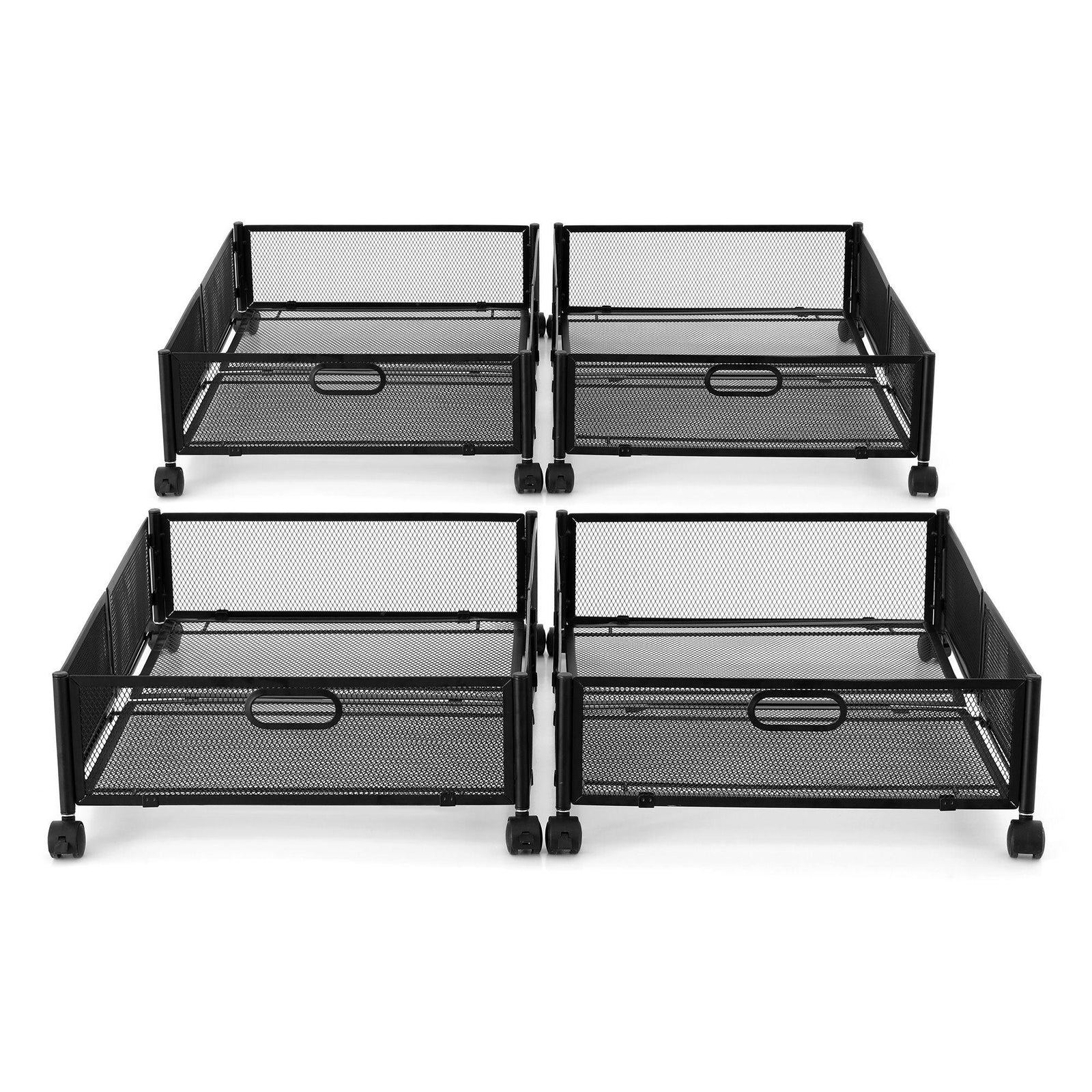 4X Under Bed Storage Containers Metal Boxes Quilt Organiser with Wheels