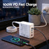 USB C Charger 100W Fast Charger 4 Port GaN Desktop Station White