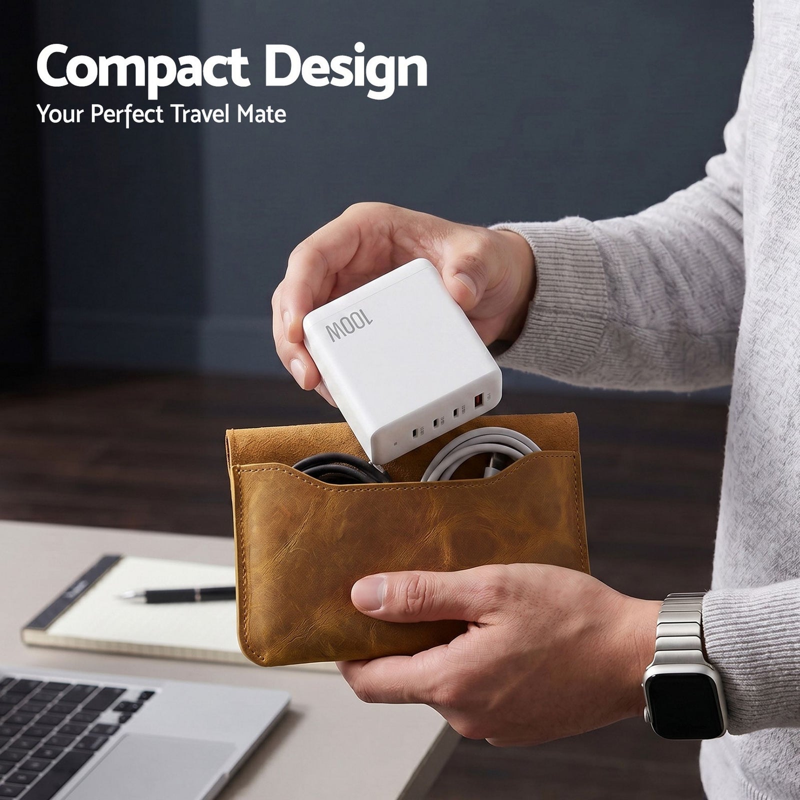 USB C Charger 100W Fast Charger 4 Port GaN Desktop Station White