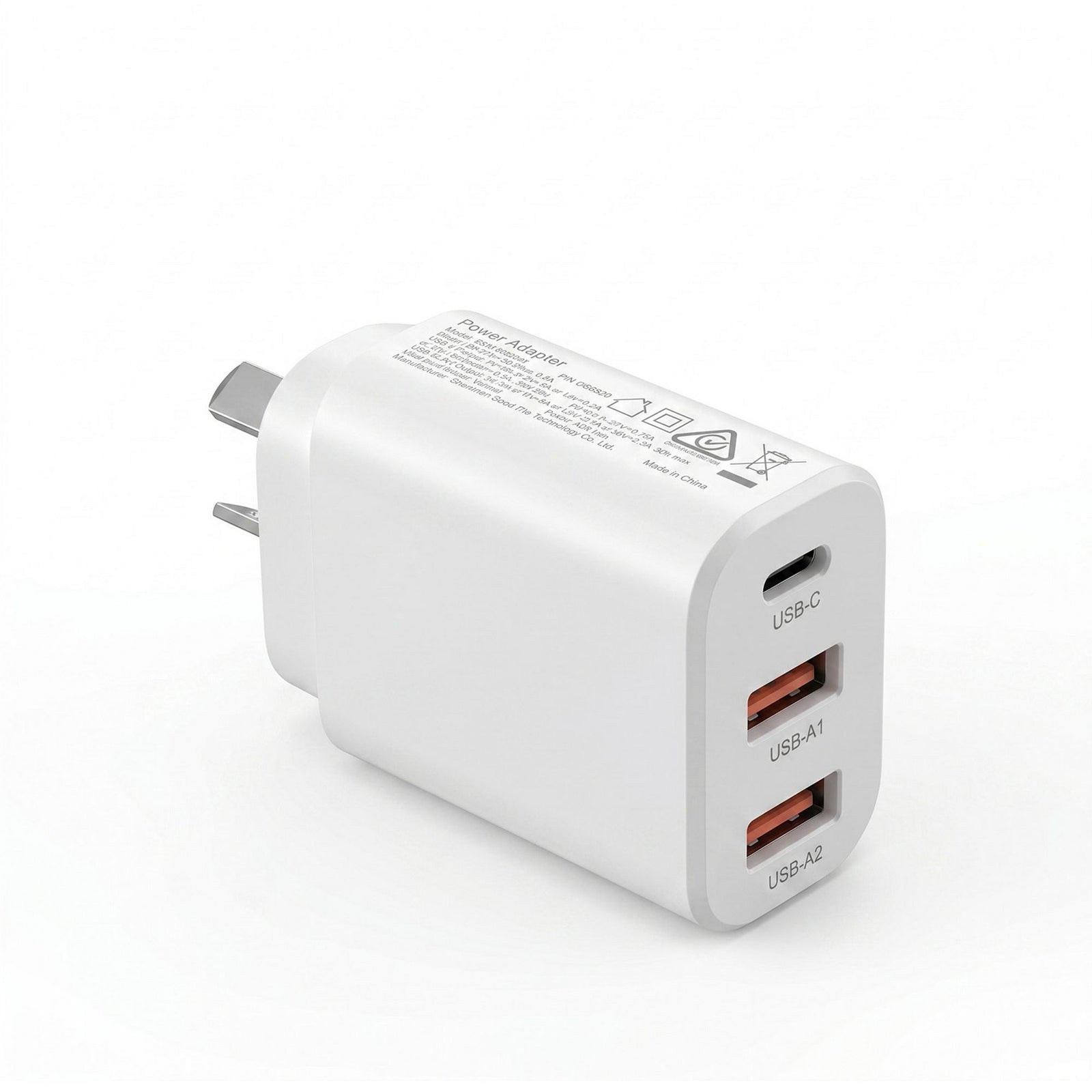 USB C Charger 30W Fast Charger 3 Port PD Charging Block White