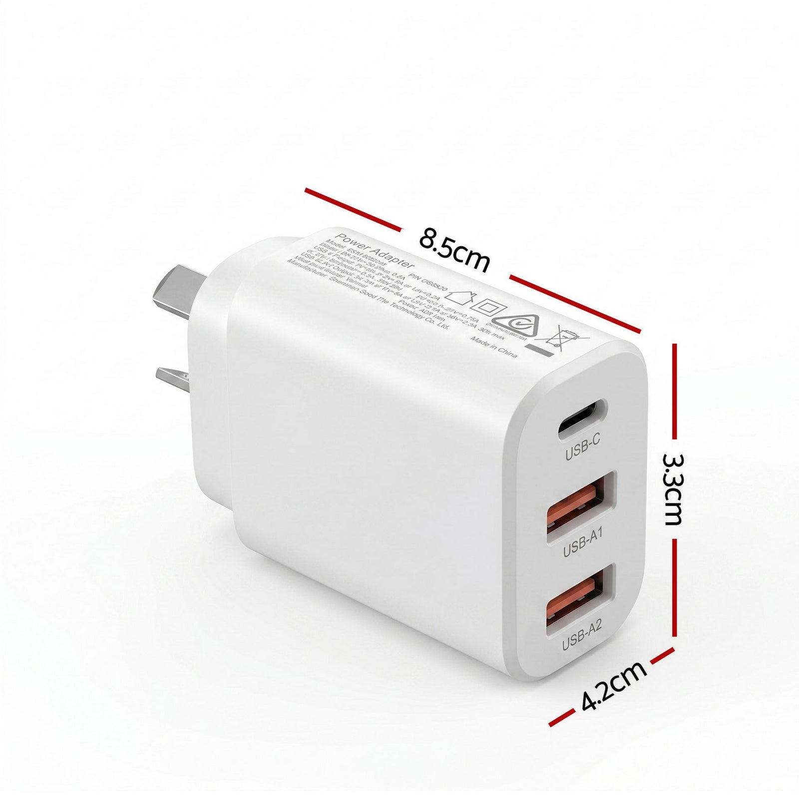 USB C Charger 30W Fast Charger 3 Port PD Charging Block White