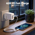 USB C Charger 65W Fast Charger 3 Port PD Wall Adapter White