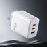 USB C Charger 65W Fast Charger 3 Port PD Wall Adapter White