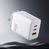 USB C Charger 65W Fast Charger 3 Port PD Wall Adapter White