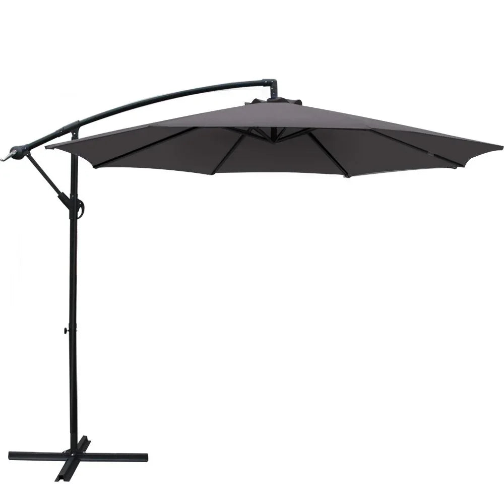 3M Cantilever Outdoor Umbrella Side Post Patio Parasol UV50+ Charcoal